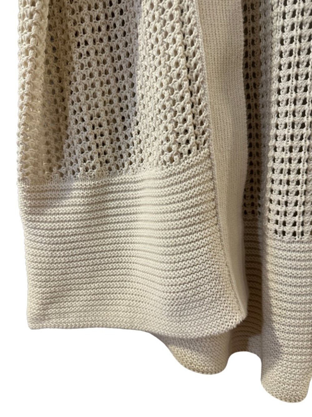 Abercrombie Cream 100% Cotton Open Front Knit Oversized Cardigan Sweater- size L - Picture 4 of 10